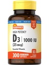 Sundance Vitamin D3 1000 IU | 300 Softgels | Yüksek Potency | Essential Vitamin Formula | Non-GMO ve Gluten Ücretsiz Supplement