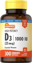 Sundance Vitamin D3 1000 IU | 300 Softgels | Yüksek Potency | Essential Vitamin Formula | Non-GMO ve Gluten Ücretsiz Supplement