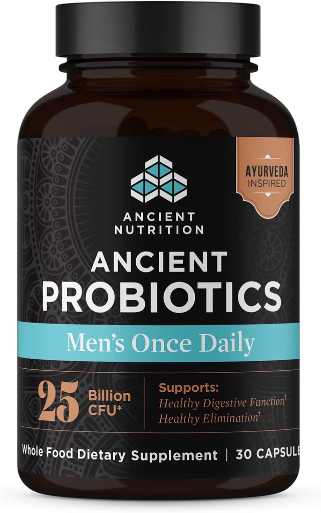 Erkekler için Eski Beslenme Probiyotikleri, Antik Probiyotik Erkeklerin Günlüğü 30ct, Digestive and Immune Support, Bloating, Gas and Constipation Relief, Gluten Free, Superfoods Meeting, 25 Milyar CFUs*