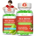 2 Pack μηλίτη μηλίτη λεύκανση, ACV με γκοφρέτες θαλασσινού μοσσού για το μεταβολισμό, digetion, Detox, Gut & ανοσοποιητική υγεία, Apple Γεύση -120 κόμης