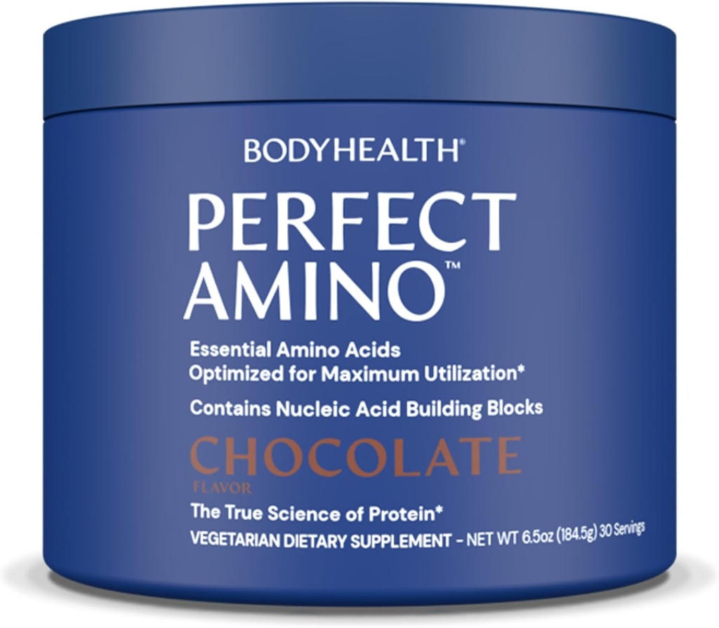 BodyHealth PerfectAmino Powder - BCAA και EAA σκόνη για την προετοιμασία και τη μετά την προπόνηση - Amino Acid Energy Drink για άνδρες και γυναίκες για την υποστήριξη Lean μυών και αποκατάστασης - Σοκολάτα - 30 Υπηρεσίες