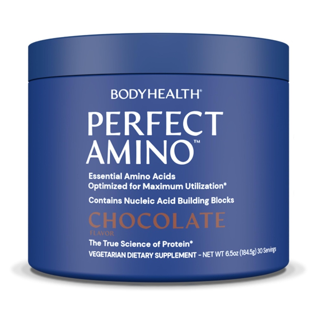 BodyHealth PerfectAmino Toz - BCAA ve EAA Toz Pre and Post Workout - Amino Asit Enerji Erkekler ve Kadınlar için Yalın Kas ve Kurtarma Çikolatayı Desteklemek için İçilir - 30 Hizmet