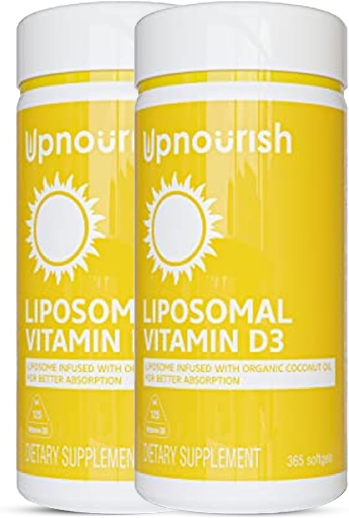 UpNourish 2 Pack - Liposomal Vitamin D 5000 IU 730 softgels, Cholecalciferol Vitamin D3 Doğal Tavşan Yağı ile VIT D3 Supplement