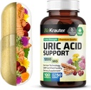 BIO KRAUTER Κάψουλες υποστήριξης ουρικού οξέος 1200 mg Blend - 100 Count - συμπλήρωμα νεφρών w/Tart Cherry 10:1 Extract - εκχύλισμα γαϊδουράγκαθου γάλακτος & κουρκουμά - Vegan