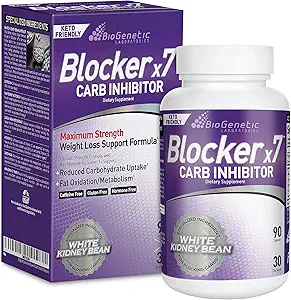 BioGenetic Labs Carb Blocker X7 - White Kidney Bean Cheat Pill - Keto-Friendly - Carb Blocker Pills for Women and Men - Appetite Suppressant to Maintain Your Ideal Body Weight (90 Capsules)