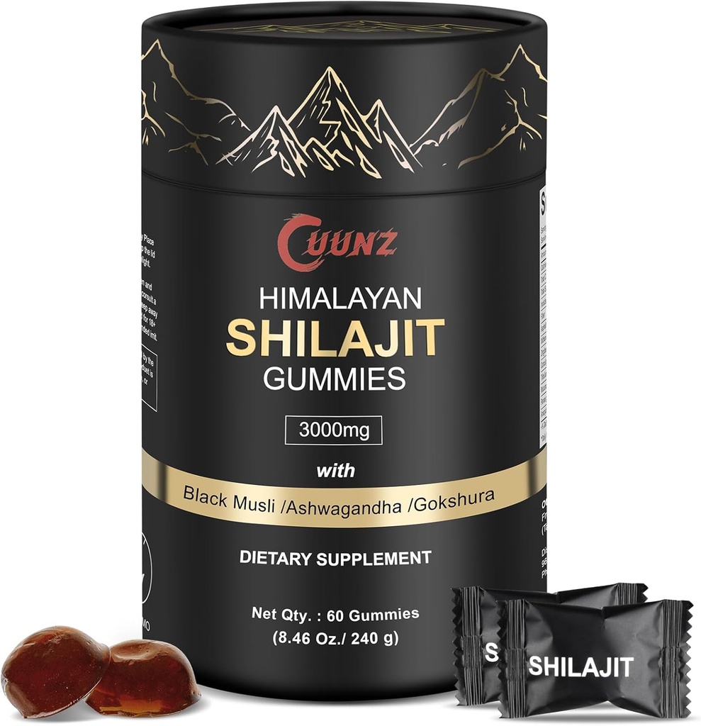 Himalaya Nutritious Shilajit Gummies Gold - Ashwagandha, Gokshura - Fulvic Acid - 85+ Trace Minerals - for Men Women - Nodrew Sugar (Shilajit Gold Gummies)