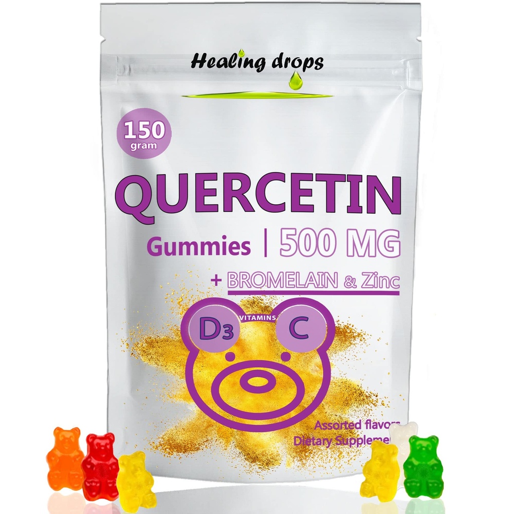 Bromelain Gummies ile Quercetin - C + çinko + Vitamin D3 - Çocuklar ve Yetişkinler için 500 mg Gummies (1)