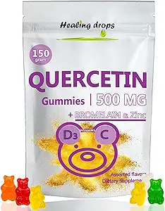 Bromelain Gummies ile Quercetin - C + çinko + Vitamin D3 - Çocuklar ve Yetişkinler için 500 mg Gummies (1)