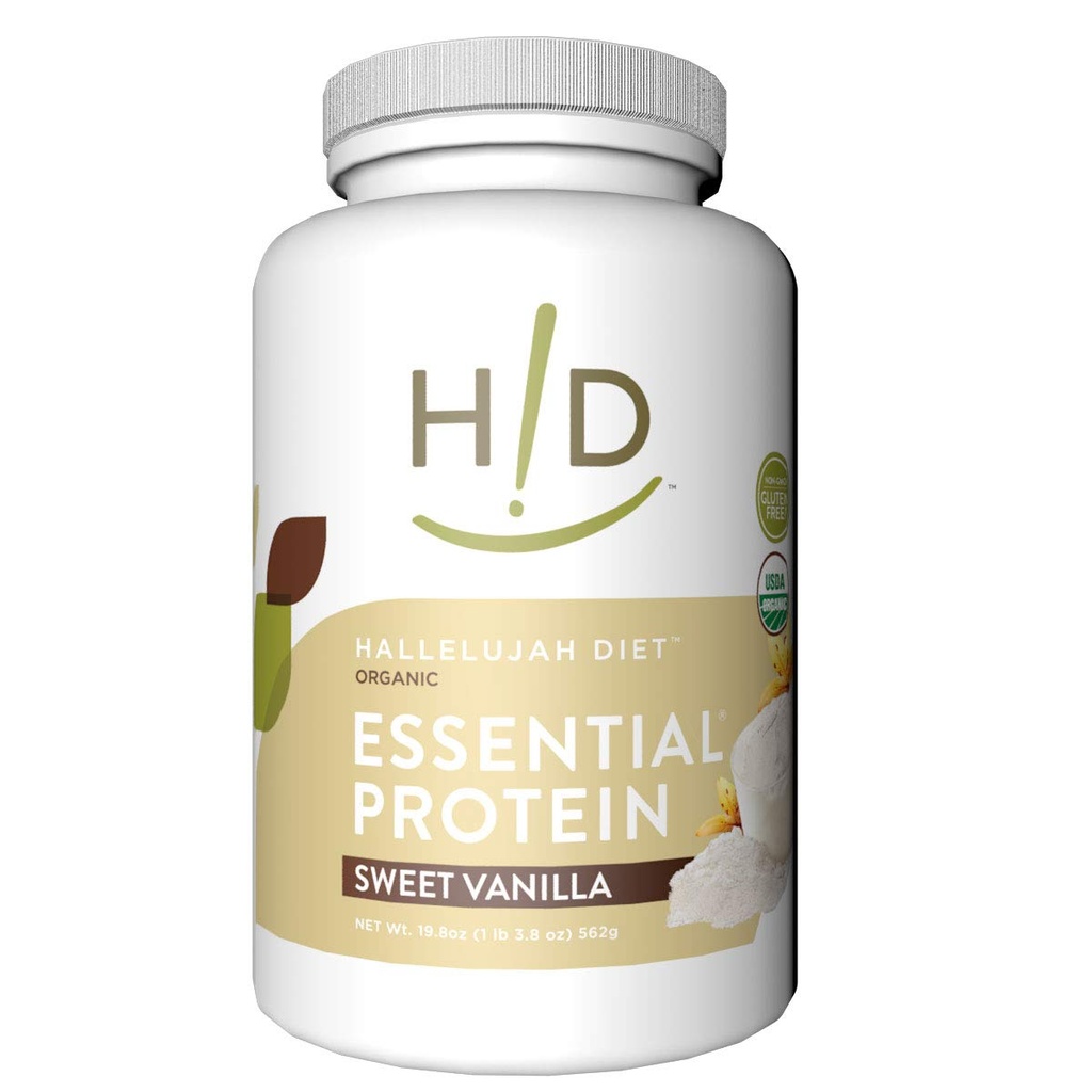 Hallelujah Diet Organic Essential Protein Powder - Sweet Vanilla - 19.8oz (15 Servings)