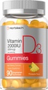 Horbäach Vitamin D3 2000iu Gummies | 90 Kont | Vejetary | Pineapple Flavor | 50 mcg | Non-GMO, Gluten Free Vitamin D Supplement D Supplement