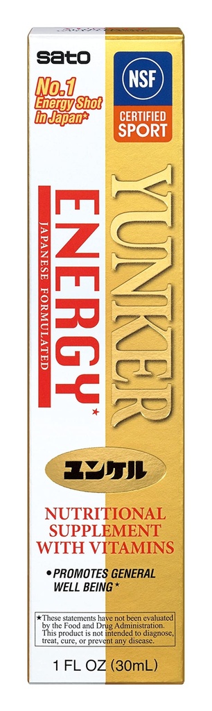 Yunker Energy NSF Certified Sports, Energy Herbal Supplements, Herbal Energy Boost, Reduces Physical Fatigue and Tiredness, 1 Fl Oz, Made in Japan