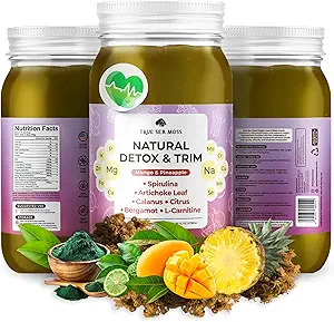 TrueSeaMoss Pro-Line Gel - Natural Detox/Trim - 5+ Γεύσεις - Φρούτα Gel με Premium Sea Moss & Κάλιο - Vegan-Friendly - Βιταμίνη & Ορυκτό Πλούσιο συμπλήρωμα - Κατασκευάζεται στις ΗΠΑ (Mango/Pineapple, Συσκευασία του 1)