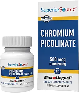 Superior Source Chromium Picolinate - Supplement Formula Supports Healthy Sugar Metabolism - 500 mcg, 50 Instant Dissolve Tablets
