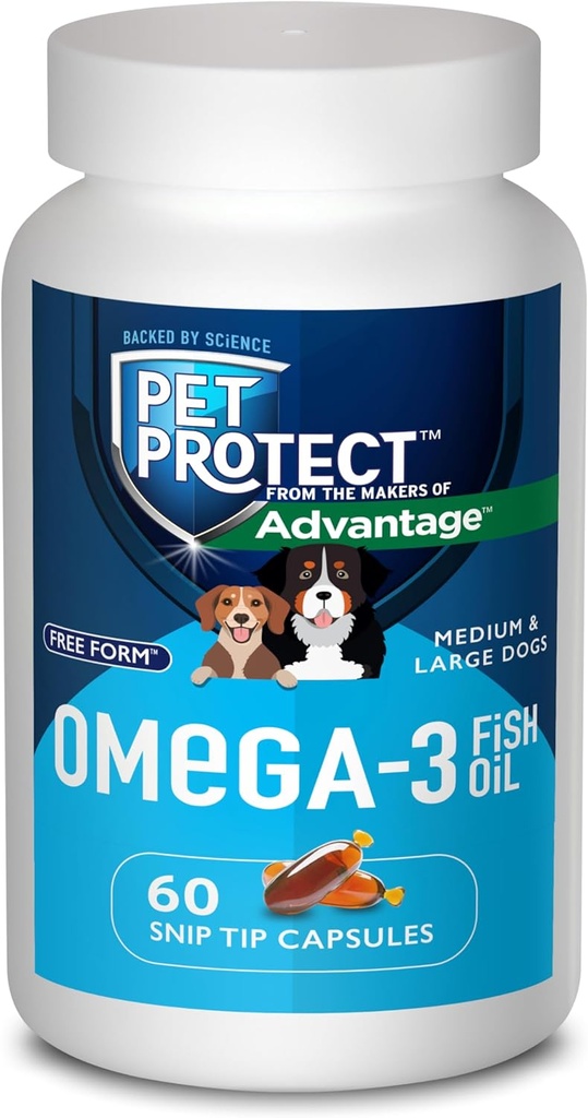 Pet M/L Dog Omega-3 Supplement, Proprietary Free Form Mix, Normal Inflammatory Response, Snip-Tip Capsules (60 Count)