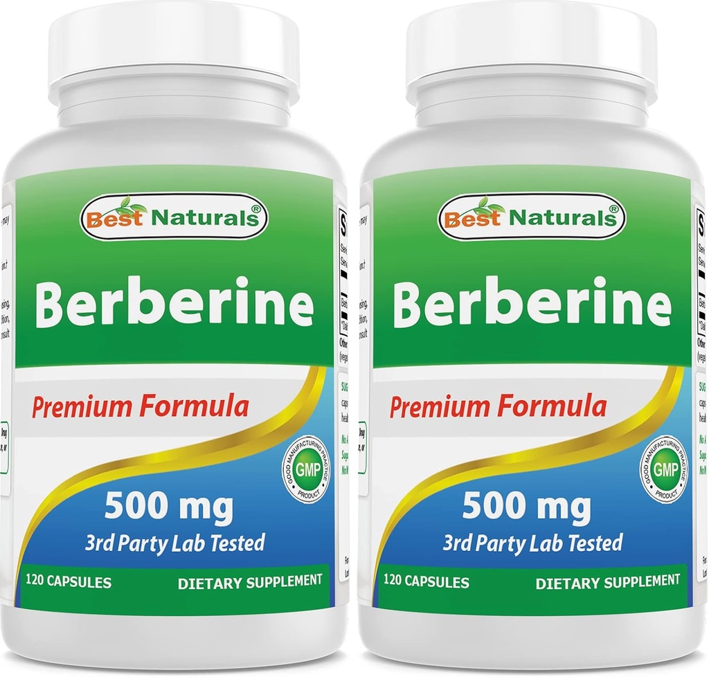 Best Naturals Βερβερίνη 500mg 120 κάψουλες - Υποστηρίζει την Ανοσολογική λειτουργία, Καρδιαγγειακή & Γαστρεντερική λειτουργία (120 κόμης (πακέτο του 2)