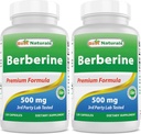 En İyi Doğallar Berberine 500 mg 120 Capsules - Destekler Immune Function, Cardiovascular & Gastrointestinal Function (120 Count (Pack of 2))