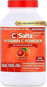 C-Salts Vitamin C Powder Supplement - 100% Pure High Dose Buffered Vitamin C Powder for Immune Support - Organic, Sugar-Free, Vegan, Non-GMO, Stomach-Friendly, Blood Orange 26oz