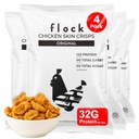 Flock Keto Chicken Skin Chips Big bags | Original Flavor | Low Carb, High Protein, Gluten-Free Chicken Crisps Large bags, Keto Snack, Protein Crackers, family size Diet Snacks, 4-Pack (2.5oz)