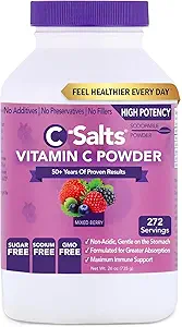 C-Salts Vitamin C Toz Supplement - 100% Pure High Dose Buffered Vitamin C Toz Immune Support - Organik, Sugar-Free, Vegan, Non-GMO, Stomach-Friendly, Karma Berry 26oz
