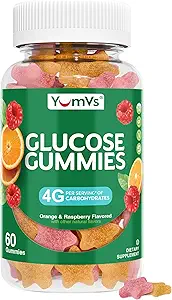 YUM-V'S Glucose Gummies – Fast Acting Glucose Gummy – Great Tasting – Gluten Free, Vegan, Non-GMO – Orange & Berry Natural Flavor – 60 Chewable Gummies for Yetişkinler & Kids