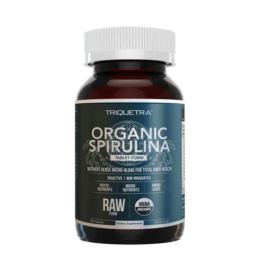 Organik Spirulina Tabletleri (360 Tabletler) - Parry® Spirulina ile yapılır, Dünyadaki En İyi Spirulina, En Yüksek Nutrient Irradiated, 3 Organik Sertifikalar (90 Hizmet)