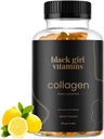 Siyah Kız Vitaminleri - Saç, Cilt ve Nail Desteği için Collagen Gummies, C, Vitamin E ve Biotin, Gluten-Free, (Lemon), 60ct
