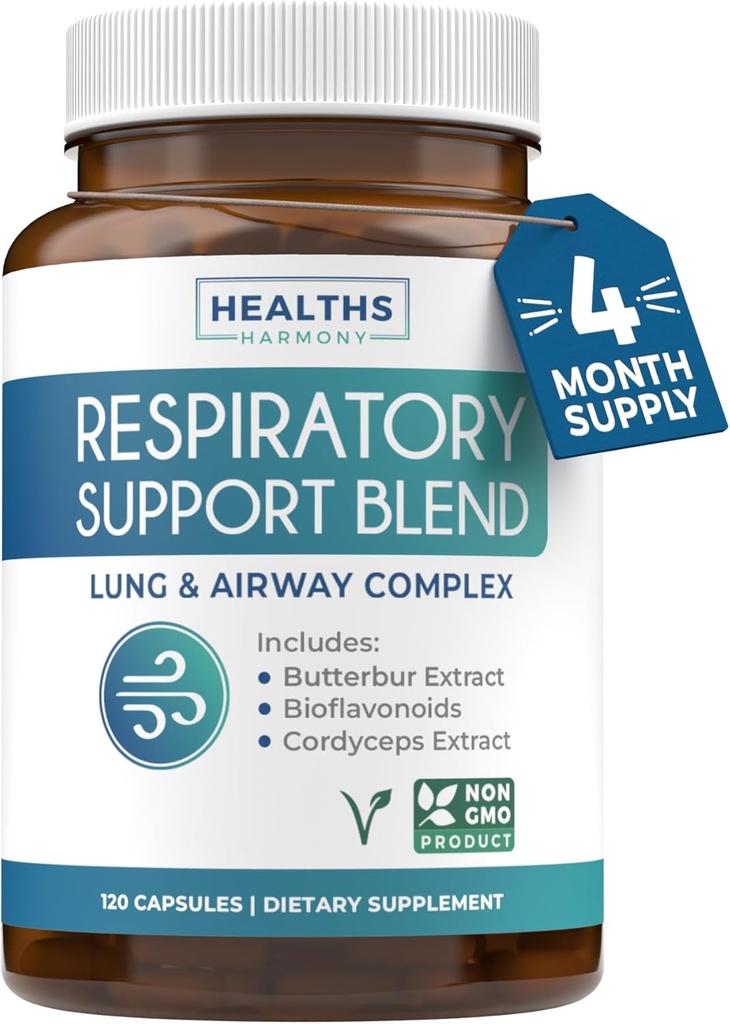 Respiratory Lung Health Supplement - Invigorating Lung Support Supplement Helps Support Clear Airways Mucus Removal and Season or Year Round Detox - Vegan Herbal Non-GMO Formula (4 Ay Supply)