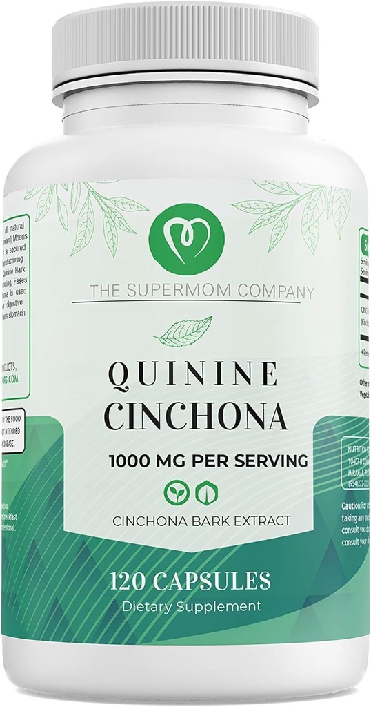 Quinine Cinchona Bark Ekstra 1000 mg - Kas & Leg Cramp Relief için herbal Supplement, Digestive Support & Immune Health - 120 Capsules, Non-GMO, Made in USA