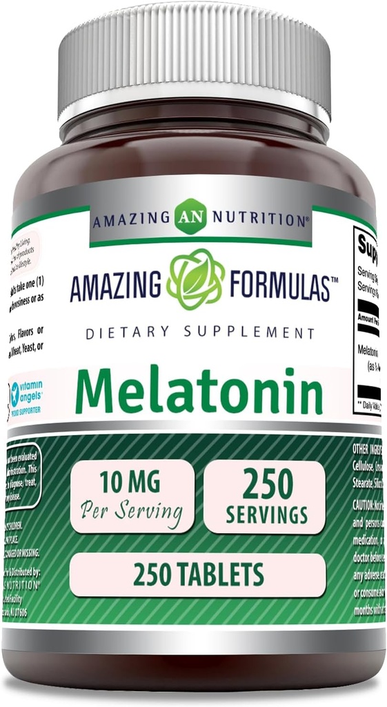 Amazing Formulas Melatonin Supplement | 10 Mg Per | 250 Tablet | GMO | Gluten Free | Made in USA