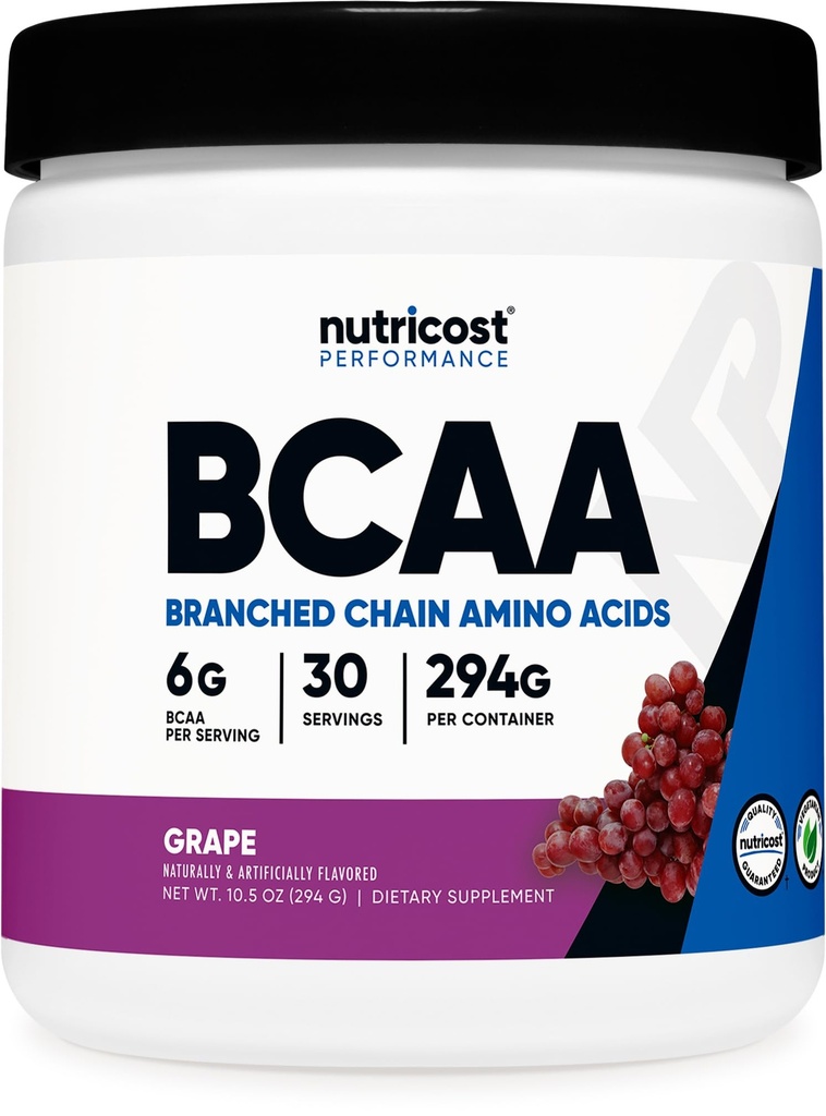 Nutricost BCAA Powder (Σταφύλι, 30 μερίδες) - Βέλτιστη 2:1:1 αναλογία, χορτοφάγοι, μη ΓΤΟ