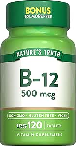 Doğanın Gerçek B12 Vitamini | 500 mcg | 120 Tablet | Vegan, Non-GMO & Gluten Free Supplement