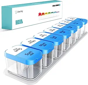 Daviky Pill Organizer, Büyük Günlük Pill Organizer, XL Pill Box 2 Times bir gün, Ekstra Büyük Haftalık Pill Organizeci Günde iki kez, Pill Cases Organizers 7 Day AM PM, Large Pill Box Pill kazanan