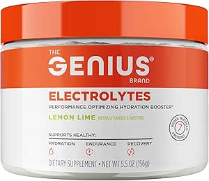 Genius Brand Genius Electrolytes - Electrolyte Toz Aktif Yaşam Tarzı için - Destekler Hydration, Energy, Endurance, Kas Büyüme ve Kurtarma - Limon Lime - 30 Hizmet
