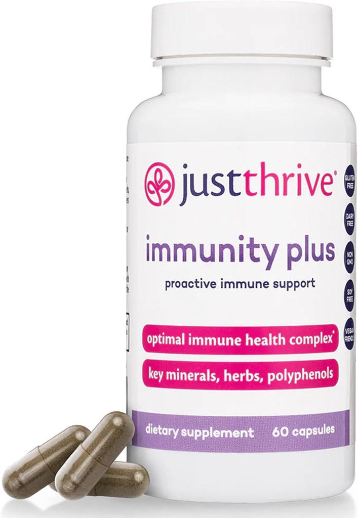 Sadece Thrive Immunity Plus - Vegan Gut Health ve Immune Support Supplement for Kids and Yetişkinler, 60 Capsules