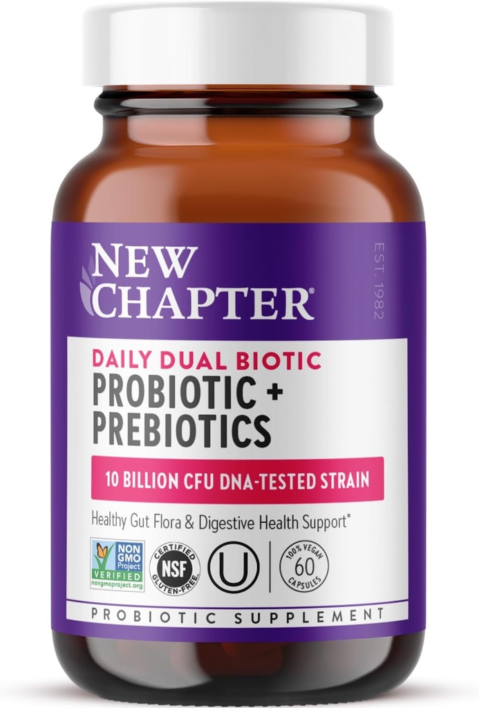 Yeni Bölüm Daily Dual Biotic Probiyotik + Prebiyotik for Digestion & Microbiome Health, 100% Vegan, Soy Free, Non-GMO, 60 Count (2 Ay Supply)