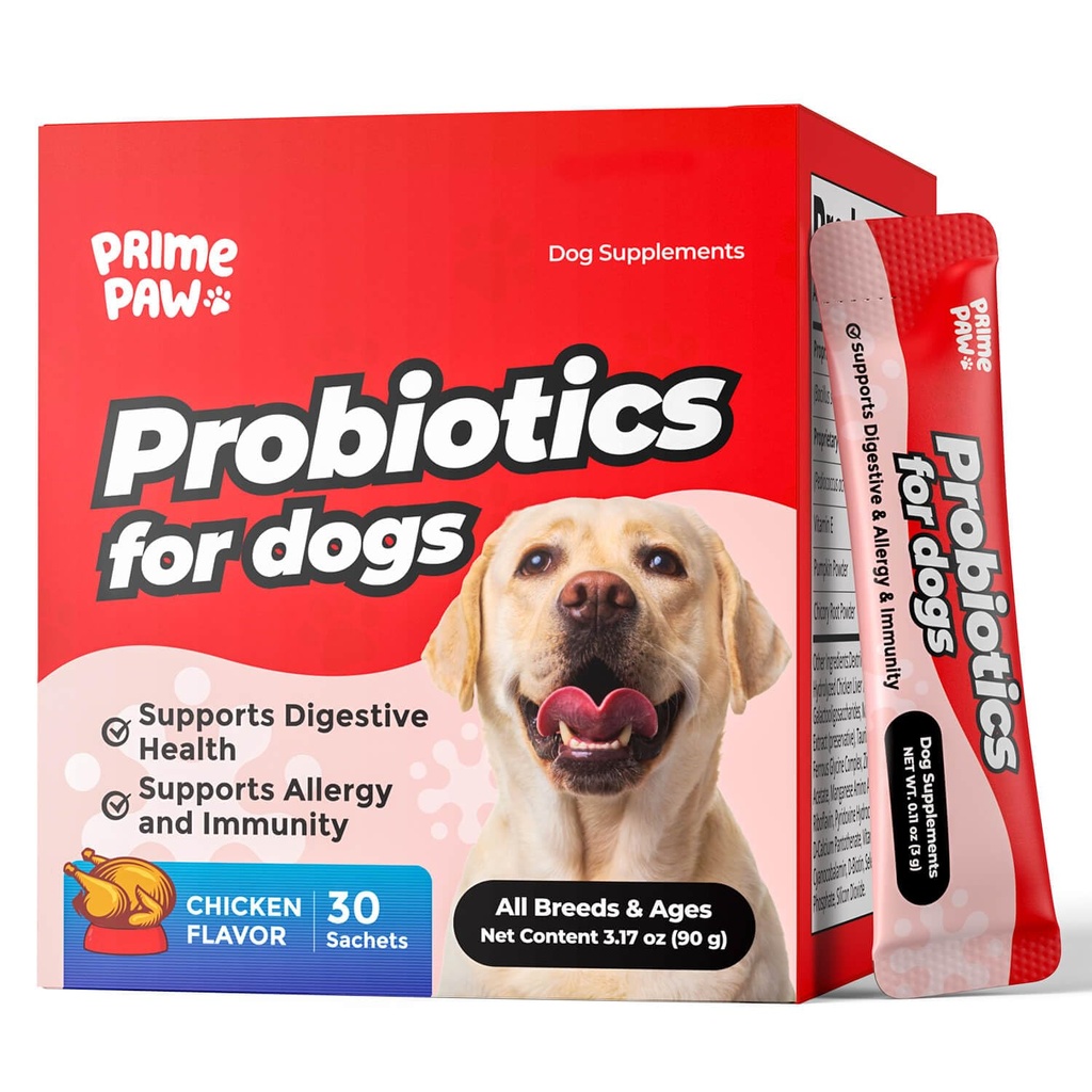 Probiotics for Dogs Digestive Health, 20 Billion CFU Dog Probiotic with Digestive Enzymes & Pumpkin Powder, Soft Powder, 30 Sachets