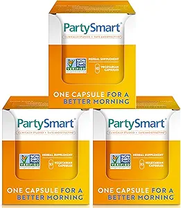 Himalaya PartisiSmart, 10 Bireysel Capsules - İçmeden Daha İyi Bir Sabah için Alkol Dağılı Canlı Destek - Bitki bazlı, Vegan, Non-GMO, Gluten Free, Klinik olarak Studied (Pack of 3)