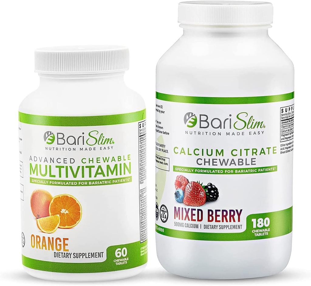 BariSlim Bariatrikdis Citrate & Advanced Chewable Multivitamin - Bariatric Vitamin ve Supplement for Post Bariatric Surgery Including Gastrik Bypass ve Gastrik Kollar