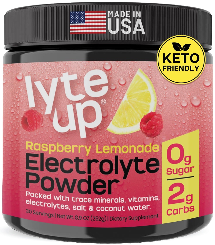 Nutriana Keto Ηλεκτρολυτές Σκόνη Όχι Ζάχαρη - Zero Carb & Zero Calorie Ηλεκτρολυτικό Μείγμα Ποτού - Ζάχαρη Δωρεάν Ηλεκτρόλυτα για Ενυδάτωση Σκόνη - Νηστίζουσα Ηλεκτρόλυτα Λεμονάδα Βατόμουρο Γεύση