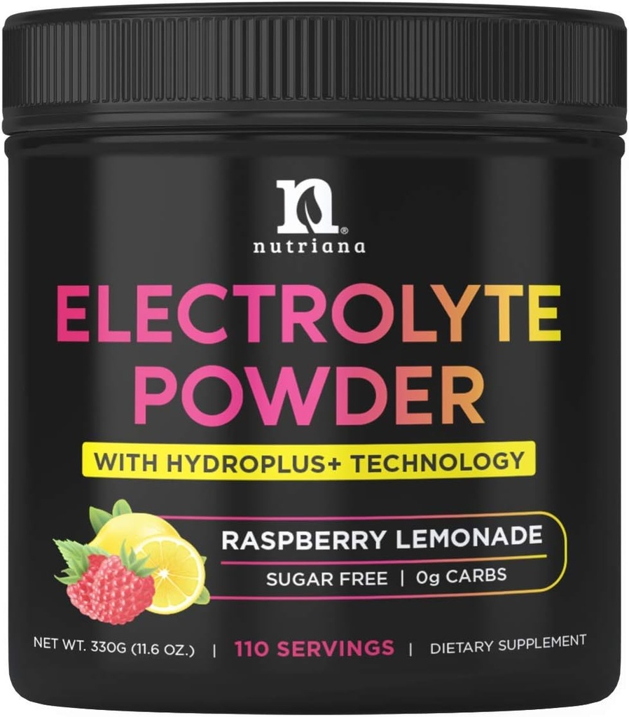 Nutriana Keto Electrolytes Toz No Sugar - Zero Carb & Zero Calorie Electrolyte Drink Mix - Sugar Free Electrolytes for Hydration Toz - Fasting Electrolytes Raspberry Lemonade Flavor