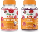 Lifeable Probiyotik 2 Milyar CFU Kids + Iron & Vitamin C Kids, Gummies Sche - Great Tasting, Vitamin Supplement, Gluten Free, GMO Free, Chewable Gummy