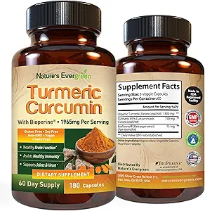 Turmeric Curcumin with Black Pepper Extract (Bioperine) & Organic Turmeric Vegan Joint Support Supplement. Extract 95% Curcuminoids 1965mg Supplement for Healthy Joints & Immune Support. 180 Capsules