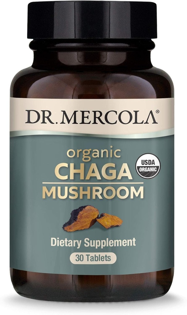 Dr. Mercola Organik Chaga Mushroom, 30 Hizmet (30 Tablet), Diyet Tamam, Sağlıklı Immune Function, Non-GMO, sertifikalı USDA Organik, NSF Contents Sertifikalı USDA Organik, NSF Contents