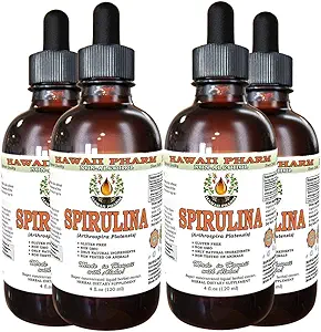 Spirulina Alkol Özgür Tasdi, Organik Spirulina (Arthrospira plakansis) kuru Algae Glycerite Natural Herbal Supplement, Hawaii Pharm, ABD 4x4 fl.oz