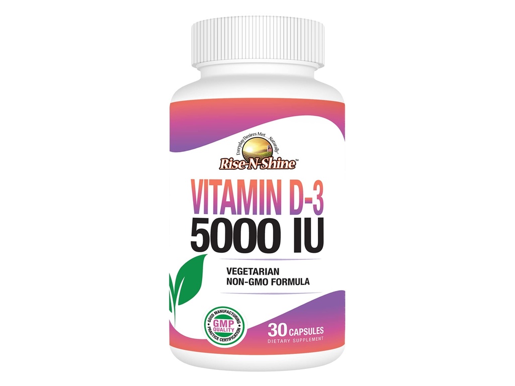Rise-N-Shi Vitaminne D3 5000 I Supplements for Women & Men - Supports Immune Health - 30 Day Supply - 30 Sebze Capsules