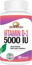 Rise-N-Shi Vitaminne D3 5000 I Supplements for Women & Men - Supports Immune Health - 30 Day Supply - 30 Sebze Capsules