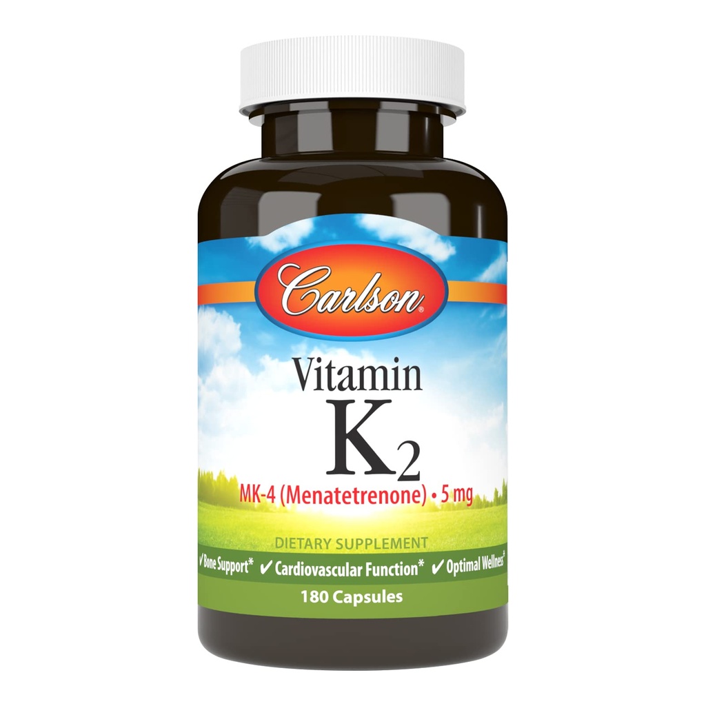 Carlson - Vitamin K2, MK-4 (Menatetrenone), Vitamin K Supplement, Bone & Heart Health, K2, Soy-free, K-2, K2 Vitaminler, 180 Capsules