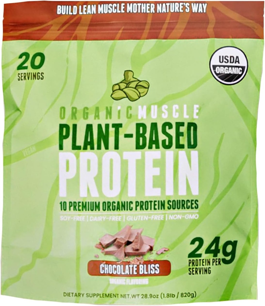 Βιολογική Vegan Protein Powder - Σκόνη Πρωτεϊνών με βάση φυτά Pea, Hemp, Brown Rice, Chia Seed & Amino Acids - Χαμηλές θερμίδες για την ανάπτυξη των μυών & την αποκατάσταση της ταχύτητας από τους οργανικούς μυς