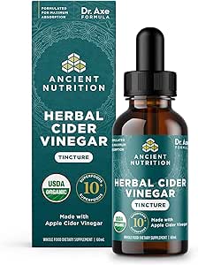 Eski Beslenme Herbal Apple Cider Vinegar Supplement Superfood & Antioksis, Organik Apple Cider Vinegar Tincture, USDA Sertifikalı Organik, Vegan, Gluten-Free, 2 oz, 30 Hizmetler