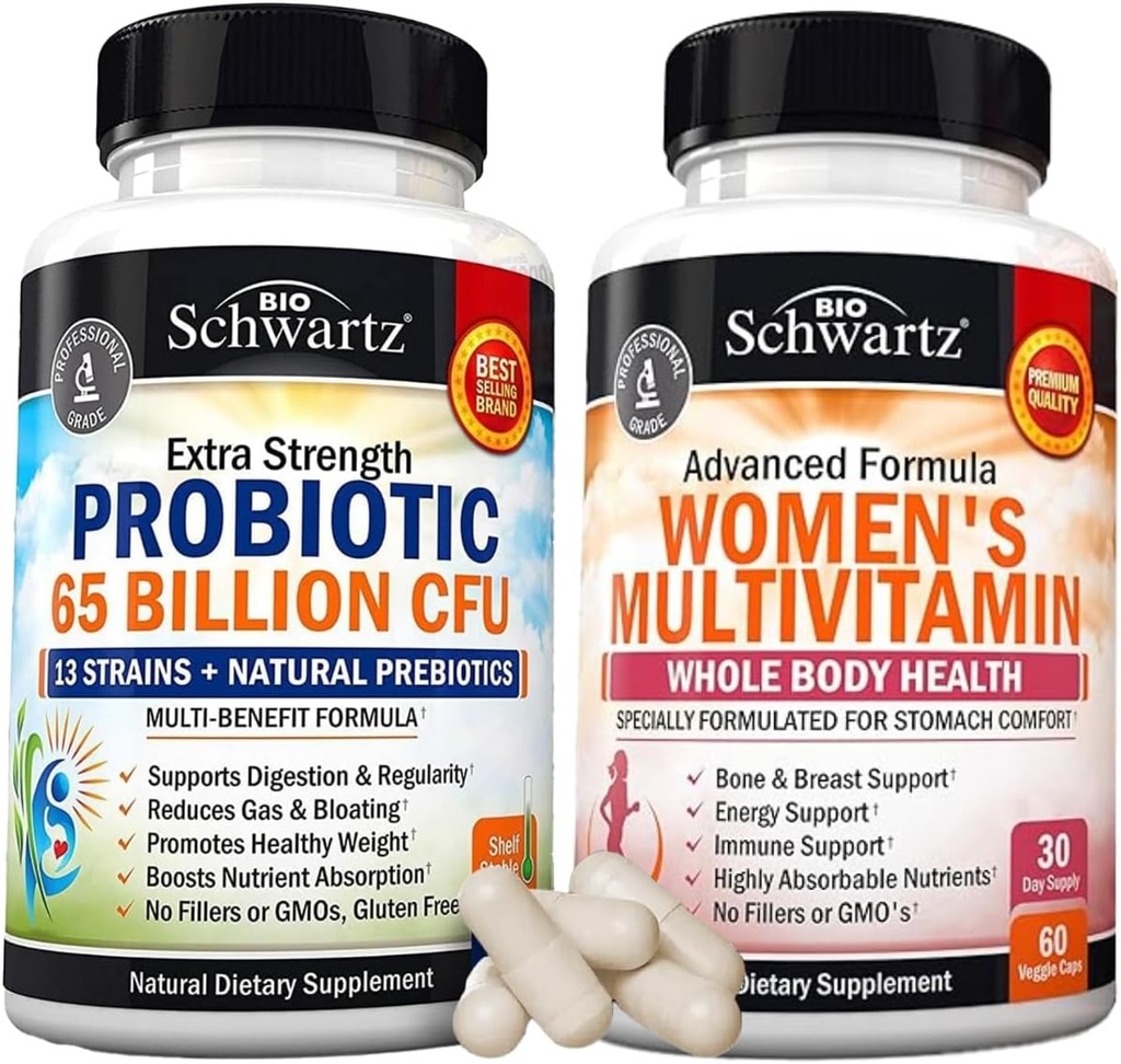 Kadınlar Kapsülleri için Günlük Multivitamin (1 Ay Supply) Plus 65 Milyar CFU Daily Probiyotik Supplement (1 Ay Supply)